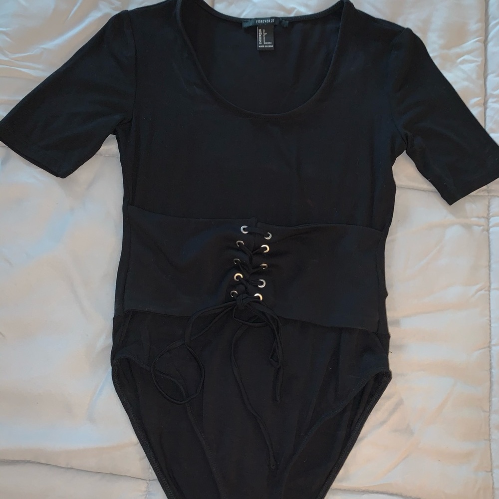 Corset tie front onesie